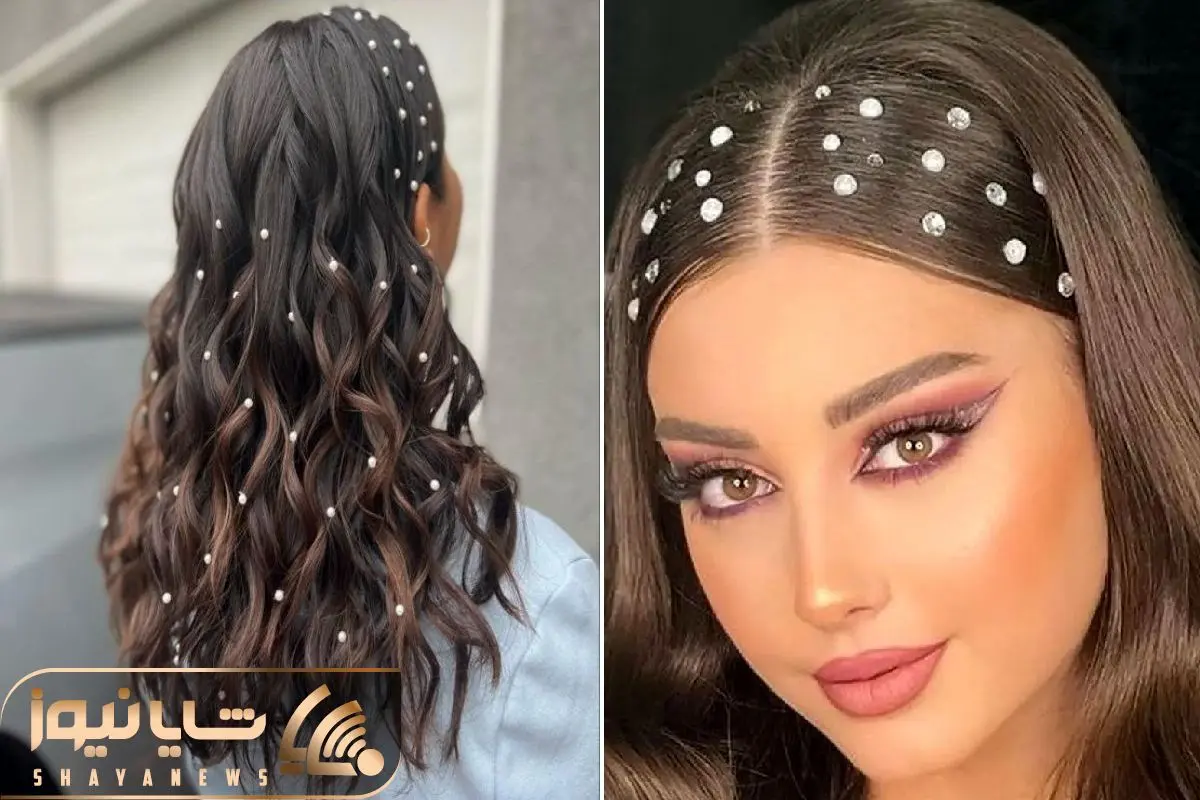 ایده های مدل مو با مروارید چسبی؛ تزیین موی بلند و کوتاه فقط با مرواریدهای عروسکی