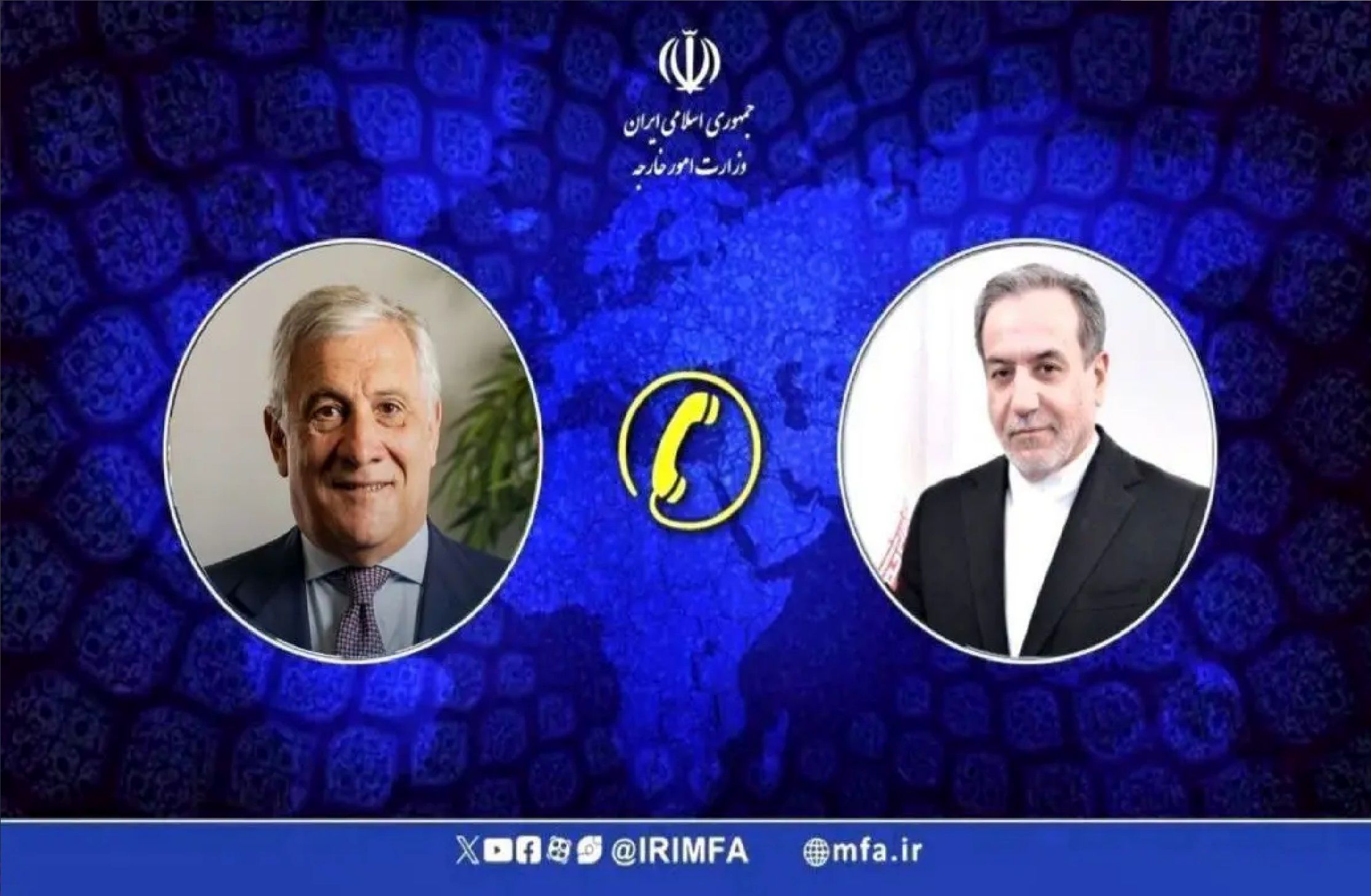 تماس تلفنی عراقچی با وزیر امور خارجه ایتالیا قبل از عزیمت به تهران